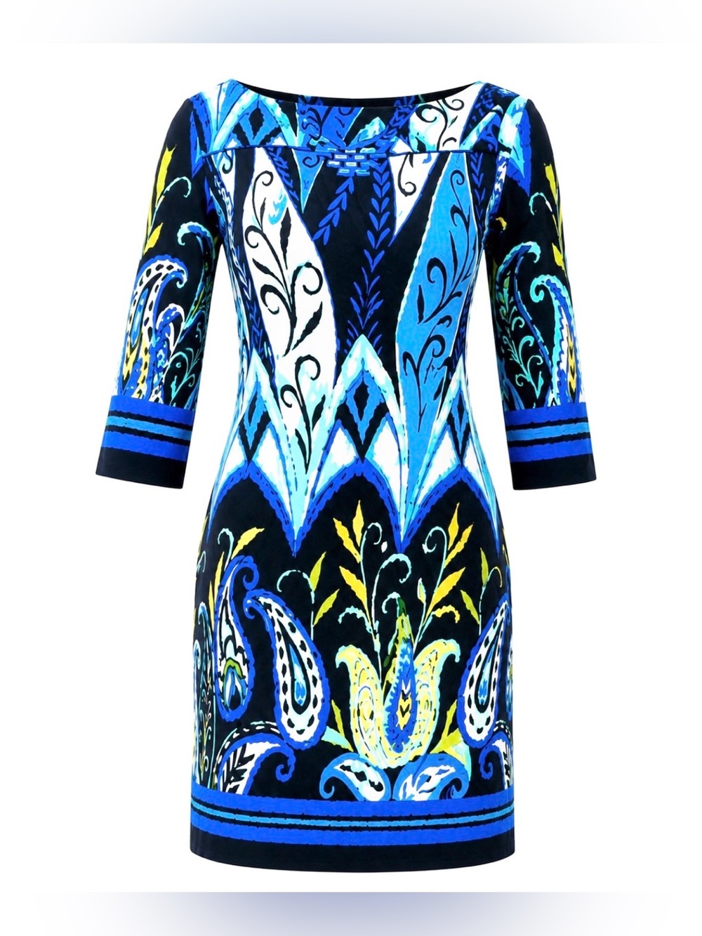 Bold, Blue Paisley-Print Shift Dress - size 6